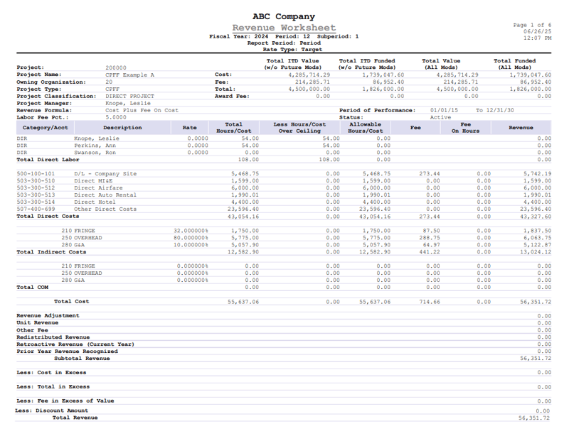 RGCI - Bridging the Gap Between the Project Status Report and Revenue Worksheet in Costpoint