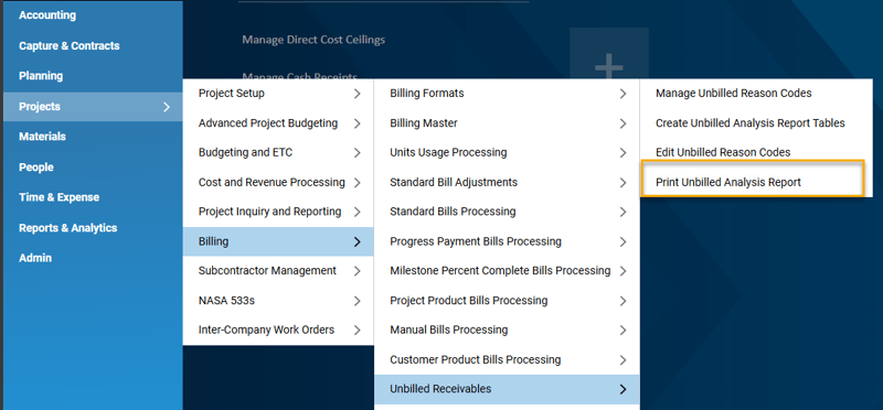 Deltek Costpoint Projects Billing